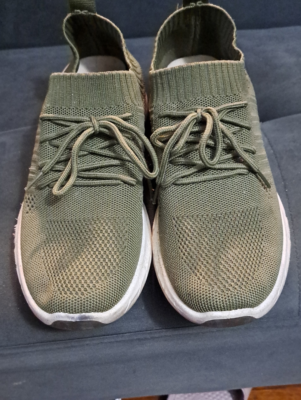 Rouge Women  Olive Green Knit Slip-On Sneakers